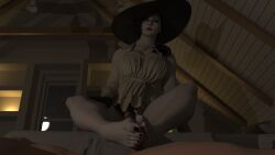 1boy 1boy1girl 1girls 3d 3d_model 3d_render a218 alcina_dimitrescu bigger_female daz3d daz_3d daz_studio feet_on_penis female foot_fetish footjob hi_res high_resolution highres larger_female male resident_evil resident_evil_8:_village