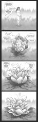 2023 absurd_res alraune areola artist_name assimilation berry_(strawberrytfs) blush breasts canid canine canis closed_eyes comic dialogue domestic_dog duo elemental_creature english_text european_mythology female flora_fauna flower genitals grass hair happy heart_symbol hi_res hug human hunting_dog mammal monochrome mythology nipples nude petals plant plant_transformation pussy saluki sequence shaded sighthound slightly_chubby smile solo_focus species_transformation speech_bubble standing story strawberrytfs text transformation transformation_sequence vines