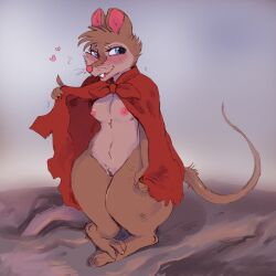 2025 3_toes 5_fingers absurd_res anthro areola black_whiskers blue_eyes blush blush_lines breasts brown_body brown_ears brown_fur brown_tail buckteeth claws cloak cloak_only clothing currentlytr_ash don_bluth eyelashes feet female female_anthro finger_claws fingers fur genitals head_tuft heart_symbol hi_res humanoid_genitalia humanoid_pussy knock-kneed looking_aside looking_away mammal medium_breasts mostly_nude mostly_nude_anthro mostly_nude_female mouse mrs._brisby multicolored_body multicolored_fur murid murine nipples open_mouth pigeon_toed pink_areola pink_inner_ear pink_nipples pink_nose pink_tongue pupils pussy red_cloak red_clothing rodent snout solo tail tan_body tan_fur teeth the_secret_of_nimh thick_thighs toe_claws toes tongue tuft two_tone_body two_tone_fur whiskers white_claws wide_hips