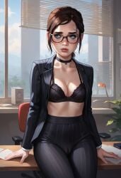 ai_generated bikini choker ellie_(the_last_of_us) ellie_williams female jacket_open school_uniform schoolgirl see-through_swimsuit selfie sexting teenage_girl teenager the_last_of_us transparent_clothing young