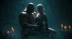3d 3d_(artwork) 3d_model ai_generated ciri cirilla_fiona_elen_riannon green_eyes leshay7 orc orc_male spread_legs the_witcher_(series) the_witcher_3:_wild_hunt white_hair