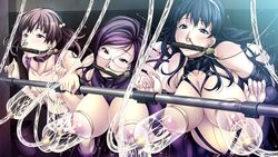 3girls aru_kazoku_no_kankeizu bit_gag black_hair blue_eyes blush bondage breasts brown_eyes brown_hair collar cuffs ear_tag femsub gag gagged game_cg glasses hairband lactation large_breasts milking_machine mole mole_under_mouth mother_and_daughter multiple_girls multiple_subs nipples nose_piercing nose_ring pregnant purple_eyes purple_hair slave tears women_livestock