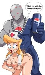 1boy 1boys 1girls anal anal_sex animaniacs big_ass big_breasts big_butt big_penis breasts breasts_out chain_necklace cristali_and_zafiro_toon cum cum_in_mouth cum_inside cum_on_body cum_on_breasts cum_on_face dialogue faceless_male from_behind from_behind_position hello_nurse kiss_mark lipstick makeup muscles muscular muscular_male nurse nurse_cap nurse_uniform pepsi pepsiman soda stomach_bulge tummy_bulge
