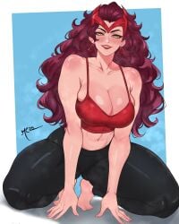 1girls absurd_res breasts cleavage earrings female female_focus female_only hi_res large_breasts light-skinned_female light_skin long_hair looking_at_viewer marvel marvel_rivals midriff rezo scarlet_witch scarlet_witch_(marvel_rivals) solo thick_thighs thighs wanda_maximoff