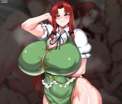 female hong_meiling huge_breasts massive_breasts nonsense_(artist) touhou venus_body voluptuous voluptuous_female wirberlwind