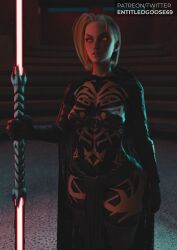 3d abs areolae athletic athletic_female biceps blonde_hair breasts busty cammy_white entitledgoose female female_focus female_only hourglass_figure lightsaber navel sith small_breasts star_wars street_fighter tagme vein veins veiny veiny_muscles wide_hips