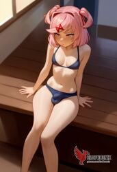 1futa 1girls 2d ai_generated ass bangs barefeet big_ass bra breasts doki_doki_literature_club erection erection_under_clothes erophoenix feet female female_focus full_body futanari looking_at_viewer looking_back natsuki_(doki_doki_literature_club) nude pale_skin pale_skinned_female patreon_username pink_eyes pink_hair small_breasts small_penis smile soles solo solo_female sweat thick thick_thighs toes uncensored