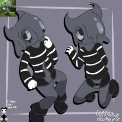 bendy blot_(dandy's_world) dandy's_world dandys_world male no_mouth no_neck pants_down posing tentacle_dick trans unknowndumby