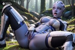1girls ai_generated alien armor asari blue_eyes blue_skin blurry blurry_background boots breasts clothed_masturbation colored_skin female_masturbation fingering forest gloves grass hi_res large_breasts liara_t'soni lying mass_effect mass_effect_2 mass_effect_3 masturbation medium_breasts nature navel open_mouth outdoors pussy pussy_juice r34arts reclining rolling_eyes solo spread_legs thighhighs tongue tongue_out uncensored