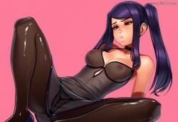 2025 ai_generated artist_name breasts crazyfishbones female fishnet_legwear fishnets jill_stingray large_breasts long_hair pantyhose purple_hair solo underwear