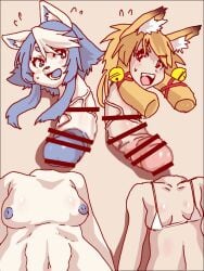 2girls balls bar_censor cat_ears censored detachable_head detached_head feline_humanoid female furry furry_only futanari head_swap huge_balls huge_cock intersex karanuki monophallia mosaic_censoring nanashi_mushi original_character penis penis_neck pussy pussy_neck unusual_genitalia_placement unusual_penis_placement unusual_pussy_placement what