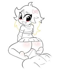 blush face_sitting feet kofinisu monochrome slurmp6 smiling tagme two_tone_hair youtube youtuber