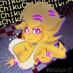 1girl 1girls 3d 3d_(artwork) 3d_render :3 animatronic animatronic_female animatronic_girl anthro anthro_female anthro_only artist_logo big_breasts breasts chica_(cally3d) chica_(fnaf) chicken chicken_girl chiku chiku_(cryptiacurves) curvy curvy_figure fazclaire's_nightclub feathers female female_only five_nights_at_freddy's fredina's_nightclub furry furry_female furry_only hand_on_hip heart_symbol high-angle_view huge_breasts looking_at_viewer looking_up orange_legwear purple_eyes sfm smile smile_at_viewer smiley_face source_filmmaker tagme waubyx yellow_body yellow_fur yellow_hair