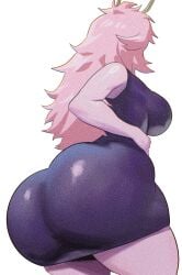 1girls ass ass_in_dress bare_shoulders black_dress boku_no_hero_academia bubble_butt dress female female_only from_behind huge_ass large_breasts long_hair mina_ashido mina_ashido_curvy_(meme) mina_ashido_time-skip my_hero_academia noblood pink_skin post-timeskip