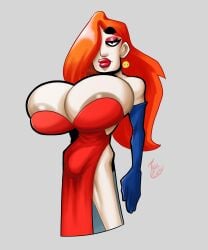 1boy big_breasts breasts bulge busty_boy connthicc cursed draag_(connthicc) giant_breasts gigantic_breasts huge_breasts large_breasts slim_waist who_framed_roger_rabbit jessica_rabbit_(cosplay)