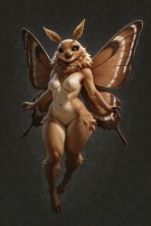 1girls ai_generated anthro anthro_female black_eyes brown_fur brown_hair female female_only moth moth_girl original_character scorpianpp self_upload stable_diffusion wings