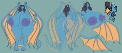 2_horns 4_toes 4_wings anthro areola big_areola big_breasts big_butt big_nipples black_hair blue_areola blue_body blue_eyes blue_nipples breasts bust_portrait butt color_swatch dragon eyelashes feet female female_anthro female_only front_view full-length_portrait grey_background haavex hair hi_res horn huge_breasts huge_butt huge_hips huge_thighs hyper hyper_breasts looking_at_viewer model_sheet monotone_background multi_wing mythological_creature mythological_scalie mythology nipple_dip nipples nude nude_anthro nude_female open_mouth open_smile portrait rear_view scalie simple_background smile smiling_at_viewer solo tail tan_body thecoatl034 thick_thighs toes wide_hips wings