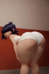 3d ai_generated asian bangs big_ass big_hips edit fat_ass gorillaz head_turned noodle_(gorillaz) pale_skin shaking_ass short_hair shorts small_breasts small_waist smile swaying_ass tagme thick_thighs tubetop video