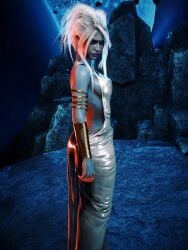 mara_sov destiny_(game) destiny_2 awoken blue_skin blue_eyes tits breasts pussy ass seductive posing pose long_legs legs heels space lighting