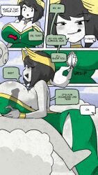 1boy 1boy1girl 1girls ass bald bare_shoulders bedroom_eyes big_breasts black_hair bob_cut boobjob breast_focus breasts breasts_focus busty cleavage comic comic_page curvaceous curvy curvy_female curvy_figure dialogue doctorloops dress duo english_text female female_focus grey_body grunt_frostwolf gruntfrostwolf half-closed_eyes hetero hi_res high_resolution highres horny horny_female huge_breasts large_breasts licking licking_lips light-skinned_female light_skin male male/female medium_hair narrowed_eyes onlineworms open open_dress open_shirt paizuri penis_between_breasts seductive seductive_eyes seductive_look seductive_smile short_hair sideass sideboob smile smiling speech_bubble straight sweat tagme text text_box thick_thighs thighs titfuck tongue tongue_out top_heavy unzipped unzipped_dress veronica_(doctorloops) veronica_and_mona voluptuous voluptuous_female white_body white_skin zipper