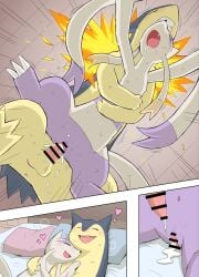 2026 3_panel_comic after_sex_cuddling anthro anthro_on_anthro anthro_penetrated anthro_penetrating anthro_penetrating_anthro anus balls bed biped blue_body blue_fur bodily_fluids breasts cel_shading censor_bar censored censored_genitalia censored_penis censored_vulva clenched_teeth clitoris close-up comic cuddling cum cum_in_vagina cum_inside cum_on_bed cum_splatter cum_string digital_drawing_(artwork) digital_media_(artwork) digitigrade duo ejaculation female female_on_bottom female_penetrated fur furniture generation_2_pokemon generation_5_pokemon genital_fluids genitals heart_symbol hearts_around_head hi_res interspecies low-angle_view male male/female male_on_top male_penetrating male_penetrating_female mienshao nintendo nipples on_bottom on_top open_mouth penetration penile penile_penetration penis plantigrade pokemon pokemon_(species) pull_out purple_body purple_fur radial_speed_lines right_to_left saliva sex shaded slim slim_anthro slim_female slim_male small_breasts speed_lines staggering_(layout) tan_body tan_fur tapering_penis teeth tongue_showing two_row_layout typhlosion vaginal vaginal_penetration vulva whiskers white_body white_fur worm's-eye_view x_anus yamatokuroko965