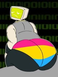 1boy ass ass_focus big_ass big_butt butt canteloupebq fat_ass fat_butt huge_ass huge_butt male male_only object_head oc pansexual_male pansexual_pride_colors robot screen_face sitting solo text thick_ass thick_butt toony tv_head underwear white_eyes yorick_(canteloupebq)