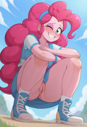 ai_generated ai ai_art artist_signature equestria_girls my_little_pony friendship_is_magic human tagme western_cartoon civitai aipajac 1girl 1female naked naked_female nude nude_female pinkie_pie_(mlp) pinkie_pie_(eg) solo solo_female outdoors viewed_from_below pussy pussy_exposed embarrassed embarrassed_nude_female embarrassed_nude_exposure skirt without_panties under_skirt squatting spread_legs shy blush blushing wink looking_at_viewer teeth smile smiling smiling_at_viewer nervous nervous_smile cheering ass butt