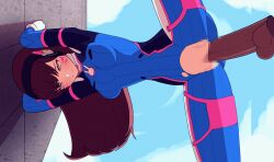 1boy 1girls against_wall animated d.va dark-skinned_male f14_(artist) female from_behind overwatch penetration penis penis_in_pussy sex sex_from_behind vaginal vaginal_penetration vaginal_sex