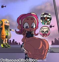 agent_3_(splatoon) agent_8_(splatoon) ass_expansion breast_expansion digestion digestion_noises marina_(splatoon) multiple_prey pearl_(splatoon) princessbirdetta_(artist) same_size_vore soft_vore splatoon splatoon_(series) splatoon_2 splatoon_2:_octo_expansion struggling struggling_prey t_pose unwilling unwilling_prey unwilling_vore vore vore_belly willing_prey willing_vore