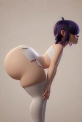 3d ai_generated asian bangs big_ass big_hips edit fat_ass gorillaz head_turned noodle_(gorillaz) pale_skin short_hair skirt small_breasts small_waist swaying_ass thick_thighs tubetop