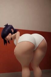 3d ai_generated asian bangs big_ass big_hips edit fat_ass gorillaz head_turned noodle_(gorillaz) pale_skin short_hair small_breasts small_waist swaying_ass tagme thick_thighs tubetop video yoga_shorts