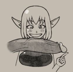 cra elf evangelyne freepancakes huge_cock monochrome penis penis_across_breasts penis_on_breasts penis_on_upperboob sketch wakfu