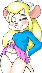 blush chip_'n_dale_rescue_rangers disney female gadget_hackwrench gkg panties skirt_lift solo white_panties