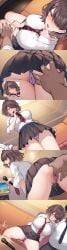 1boy 1girls ahe_gao ass ass_grab blush brown_hair choker dripping dripping_cum dripping_precum dripping_pussy fainted fingering karaoke mankai_kaika mole mole_on_thigh molestation necktie ochiai_momoka_(mankai_kaika) original panties purple_eyes school_uniform shirt short_hair short_skirt skirt soaked_panties soaked_pussy submissive_female ugly_bastard ugly_man unconscious