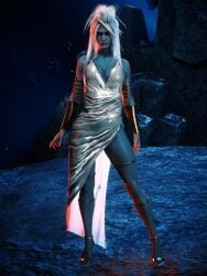 mara_sov destiny_(game) destiny_2 awoken blue_skin blue_eyes tits breasts pussy ass seductive posing pose long_legs legs heels space lighting