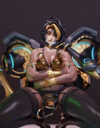 3d artistic_nude biting_lip black_hair blender brown-skinned_female commission commissions_open crossed_arms dark-skinned_female domina female female_only fit_female hairy_pussy its_spank3d lewd overwatch overwatch_2 pubic_hair pubic_hair_peek render robot seductive_look spank3d teasing teasing_viewer