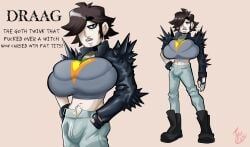 1boy big_breasts breasts bulge busty_boy connthicc cursed draag_(connthicc) giant_breasts gigantic_breasts huge_breasts large_breasts oc original_character slim_waist