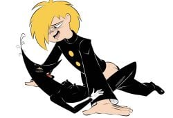 1 a_story_with_a_one barabanov black_body black_eyes blonde_hair breasts edinitsa fang female human inanimate interspecies kievnauchfilm lelik male missionary_position nipples numbers one open_mouth soviet_cartoon white_background yellow_eyes