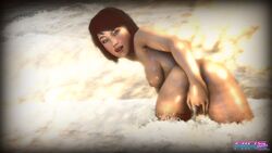 3d anal asian ass beach bent_over black_hair breasts female female_only fingering from_behind highres human looking_at_viewer looking_back masturbation ninssfm nipples nude ocean outdoors partially_submerged pussy ring samantha_nishimura short_hair sideboob solo source_filmmaker tomb_raider tomb_raider_(survivor) tongue tongue_out water wet