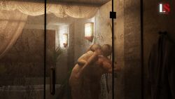 1boy 1girl alternate_body_type android bathroom bathroom_sex bathtub big_breasts blender_(software) closed_eyes completely_nude curvy_female hetero indoors kiss le_sandman muscular_male nier nier:_automata nude one_leg_up plant sex short_hair shower shower_(place) shower_head standing_sex tagme white_hair xnalara yorha_2b yorha_9s
