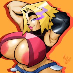 1girls arms_behind_head big_breasts boob_window booty_shorts breasts busty chrys_(connthicc) clevage connthicc enormous_breasts female female_only giant_breasts gigantic_breasts huge_breasts large_breasts massive_breasts thick_thighs thighs thunder_thighs underboob voluptuous voluptuous_female