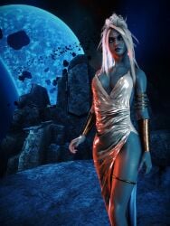 mara_sov destiny_(game) destiny_2 awoken blue_skin blue_eyes tits breasts pussy ass seductive posing pose long_legs legs heels space lighting