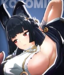 1girls 3d animal_ears armpit armpits big_breasts busty female female_only fox_ears fox_girl hoshimi_miyabi hoshimi_miyabi_(dignified_blossom) hoyoverse kokomils large_breasts light-skinned_female light_skin mihoyo thiren zenless_zone_zero