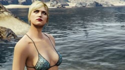3d 3dcg bare_shoulders bikini_top blonde_hair_female blue_bikini_top blue_eyes breasts_focus cleavage collarbone edited_screencap emotionless_female expressionless female_only femsub game_cg grand_theft_auto grand_theft_auto_online gta_online_female_character jhabicht91 large_breasts low_resolution lowres red_lipstick rockstar_editor seaside short_hair uninterested_female