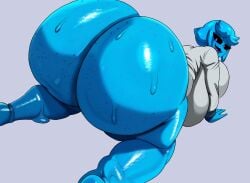 muckayla_(slimeakku) slimeakku 1girls solo solo_female female blue_slime slime slime_girl big_breasts breasts butt big_butt senior_garabato looking_at_viewer no_panties bubble_butt bubble_ass ass ass_focus boobs gray_background 2026