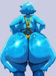 muckayla_(slimeakku) slimeakku 1girls solo solo_female female blue_slime slime slime_girl big_breasts breasts butt big_butt naked naked_female butt_focus simple_background boobs anthro senior_garabato