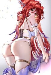 1girls absurdres artist_name ass back bare_arms blush breasts clothing_request commission elle_(vtuber) female female female_only fingernails from_behind gradient_hair grey_nails hair_intakes highres indie_virtual_youtuber large_breasts long_hair looking_at_viewer looking_back multicolored_hair nail_polish purple_hair ringeko-chan second-party_source shoulder_blades skindentation solo thighs twitter_strip_game twitter_strip_game_(meme) very_long_hair virtual_youtuber white_background white_nails yellow_eyes
