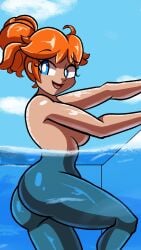 1girls ass breasts female mario_(series) nude pool princess_daisy robveemo tagme