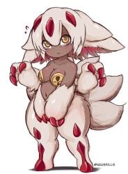 3_fingers 4_arms animal_ears blush blush breasts brown_skin claws dark-skinned_female dark_skin faputa female female_only fluffy fur made_in_abyss medium_breasts monster_girl moth_girl multi_arm multi_limb multi_tail narehate nauskills tagme tails white_fur white_hair yellow_eyes