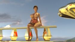 3d 4_breasts big_ass big_breasts brown_eyes brown_hair futanari horsecock hucow intersex petite termos3d udders